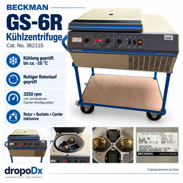Beckman GS-6R Kühlzentrifuge Rotor 3250 rpm bis -10°C getestet