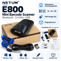 NETUM E800 Bluetooth 2D QR Barcode Scanner 2,4GHz USB...