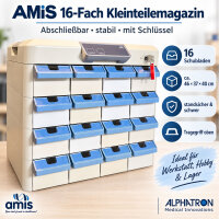 AMiS 16-Fach Kleinteilemagazin abschließbar Sortierschrank Werkstatt Schubladen