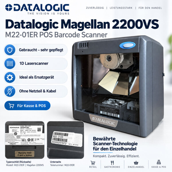 Datalogic Magellan 2200VS M22-01ER Vertikaler POS Barcode Scanner – gebraucht