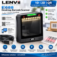 LENVII E688 1D 2D QR Desktop Barcode Scanner USB...