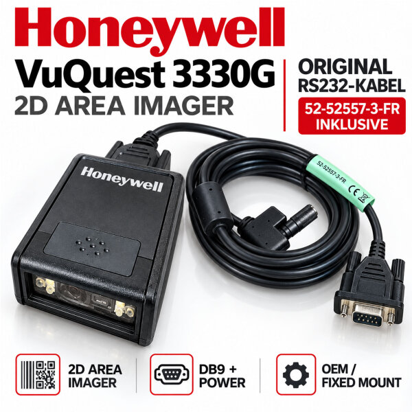 Honeywell VuQuest 3330G 2D Barcode Scanner + Original RS232 Kabel