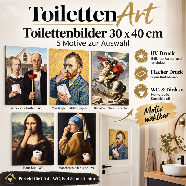 ToilettenArt Toilet Picture 30 × 40 cm – Funny WC Door Decor – UV Print