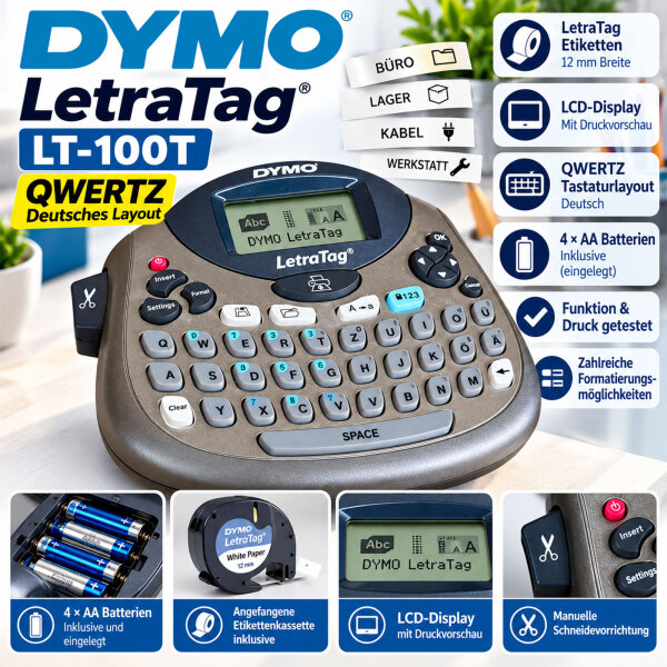 DYMO LetraTag LT-100T QWERTZ Etikettendrucker Beschriftungsgerät getestet
