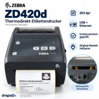 Zebra ZD420d Thermodirekt-Etikettendrucker 203 dpi USB...