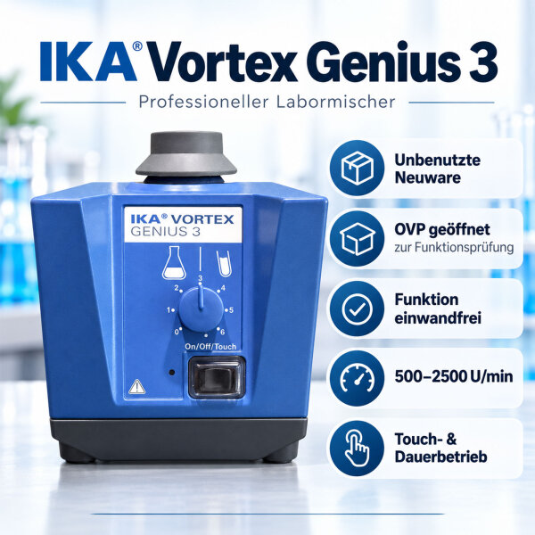 IKA Vortex Genius 3 – Labormischer 500–2500 U/min, Touch & Dauerbetrieb, unbenutzt