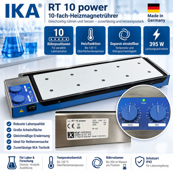 IKA RT 10 power 10 Position Heated Magnetic Stirrer Laboratory Hotplate