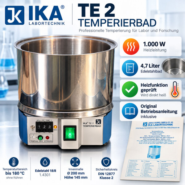 IKA TE 2 Thermostatic Bath 4.7L 1000W Stainless Steel Heating Tested