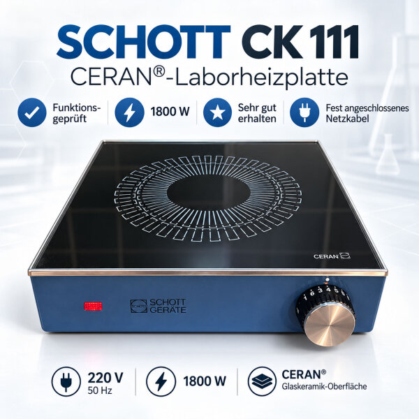SCHOTT CK 111 CERAN Laboratory Hot Plate 1800W 12 Settings Tested