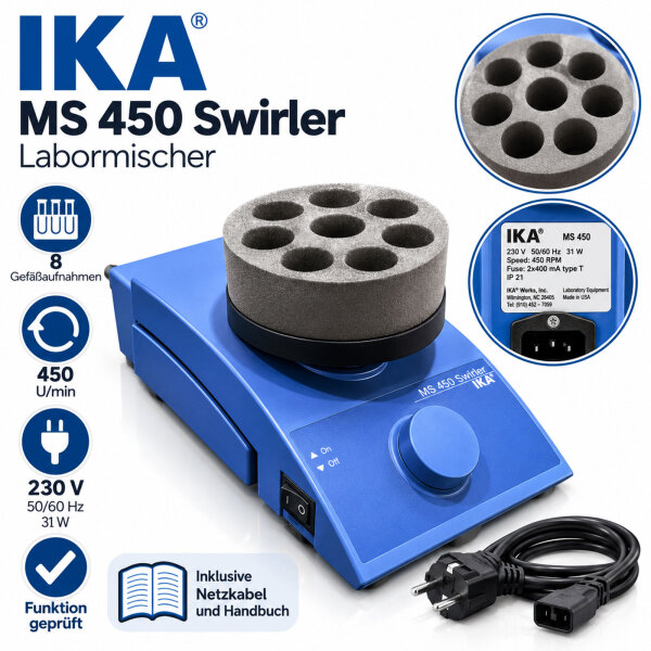 IKA MS 450 Swirler Laboratory Mixer 8-Position 230V Like New Tested