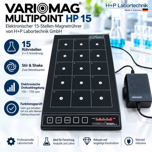 VARIOMAG MULTIPOINT HP 15 – 15-Stellen-Magnetrührer mit Netzteil, geprüft