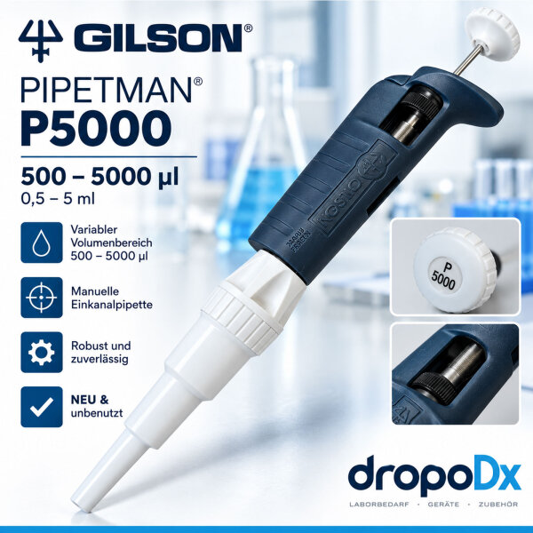 Gilson PIPETMAN P5000 Pipette 500-5000 µL New Unused