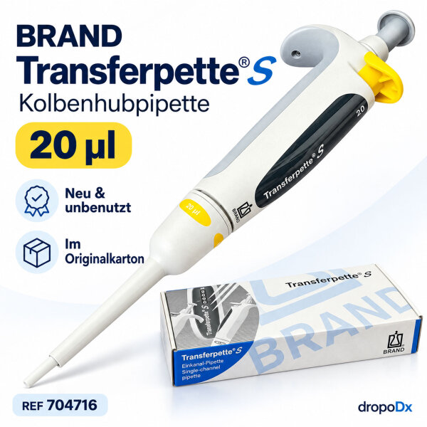 BRAND Transferpette S 20 µl Kolbenhubpipette – Fixvolumen, neu OVP