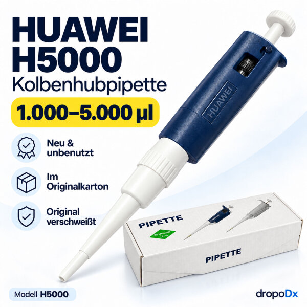 HUAWEI H5000 Pipette 1000-5000uL Adjustable Single Channel New Boxed