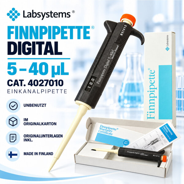 Labsystems Finnpipette Digital Single Channel Pipette 5–40 µL – Cat. No. 4027010 – Unused in Original Box