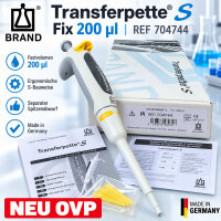 BRAND Transferpette S Fixed Volume Pipette 200 µL – REF 704744 – New in Original Box