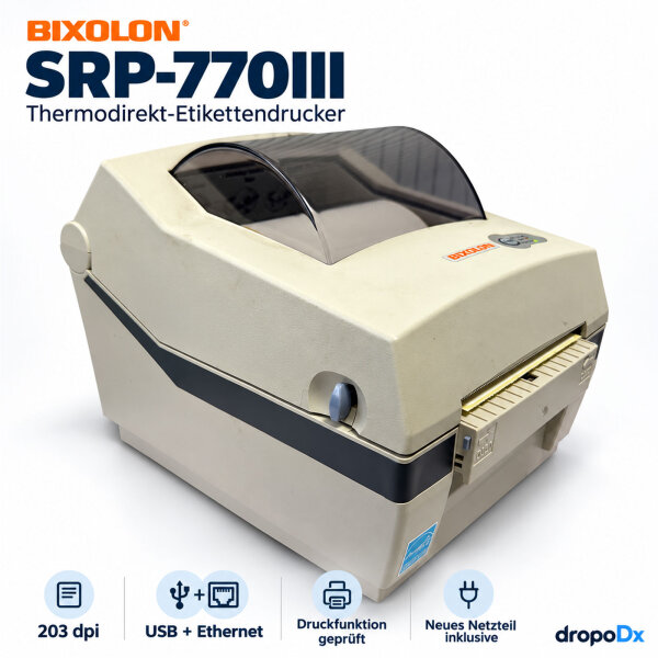BIXOLON SRP-770III Thermodirekt-Etikettendrucker 203 dpi USB Ethernet – geprüft, neues Netzteil