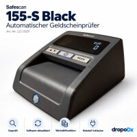 Safescan 155-S Black Geldscheinprüfer mit Wertzählung – geprüft, Software aktualisiert, inkl. Netzteil
